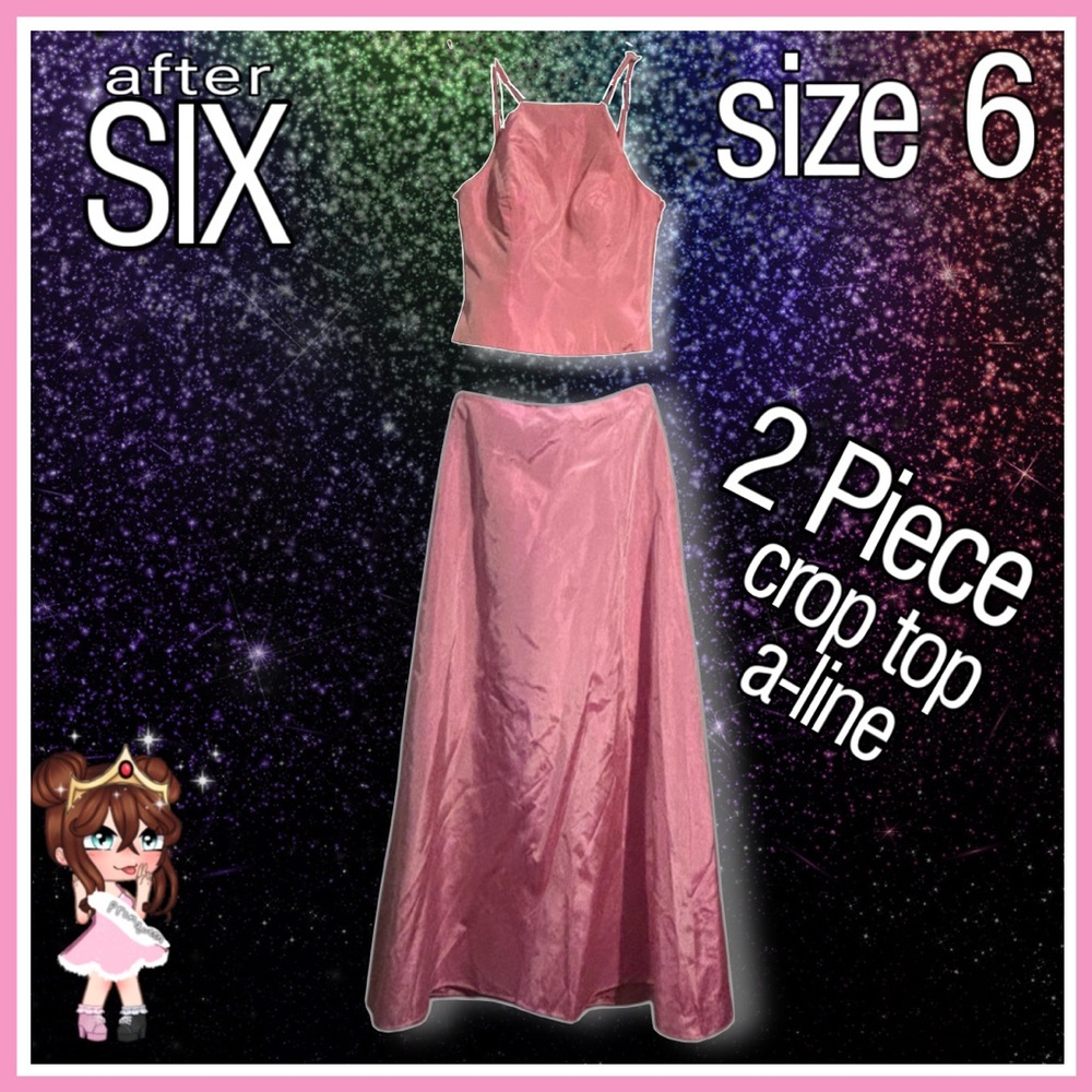 AFTER SIX 2 pc pink crop top aline prom DRESS size 6